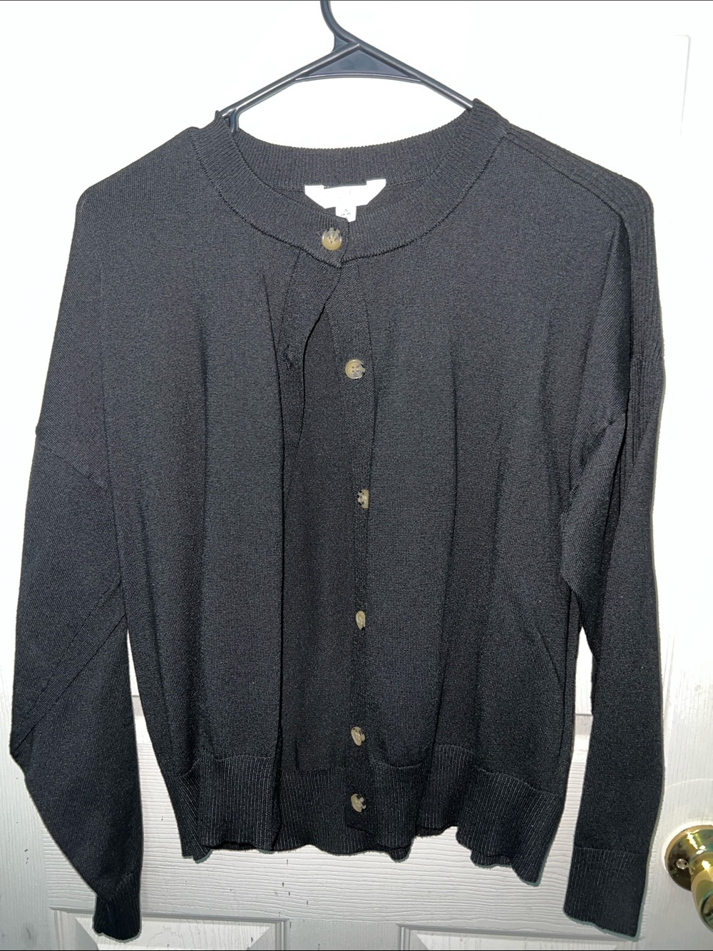 Black Button-Front Lightweight Cardigan
